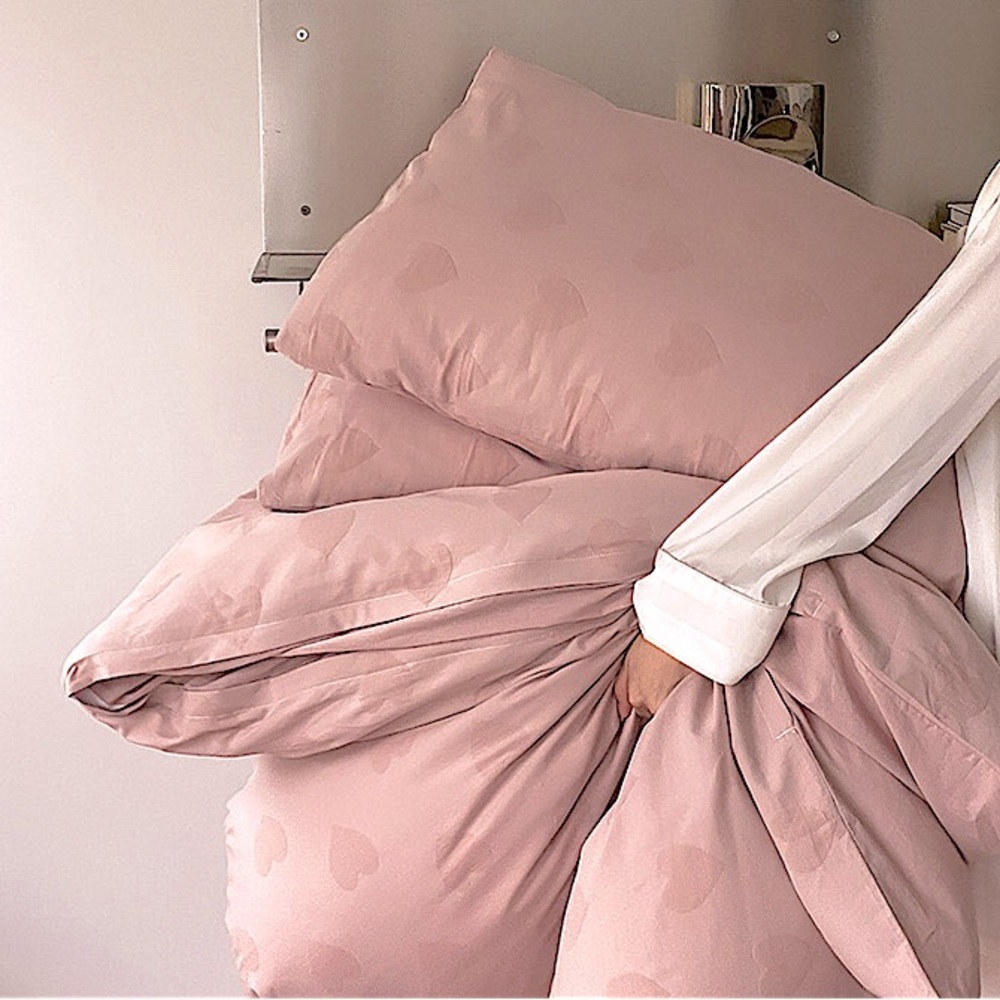 NWT Premium Type A Washed Cotton Bedding 4 Pieces Set Full/queen Dusty Rose
